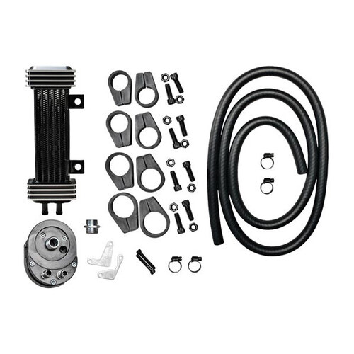 Jagg Oil Coolers JAG-750-1000 6-Row Vertical Deluxe Oil Cooler Kit for most Big Twin/Sportster 84-17 Models