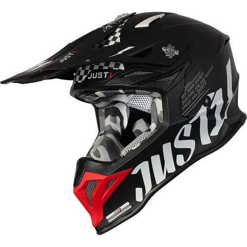 Just1 J39 Rock Matte Red/White/Black Helmet [Size:LG]