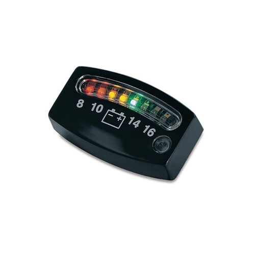 Kuryakyn K4218 LED Battery Gauge w/Indicators Black