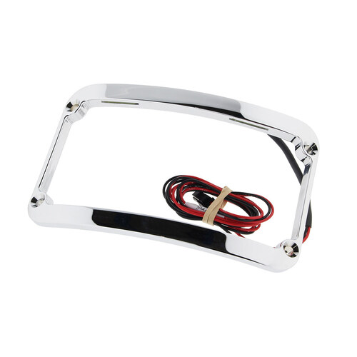 Klock Werks KKC-2030-0839 Curved Number Plate Frame Chrome w/LED Lights