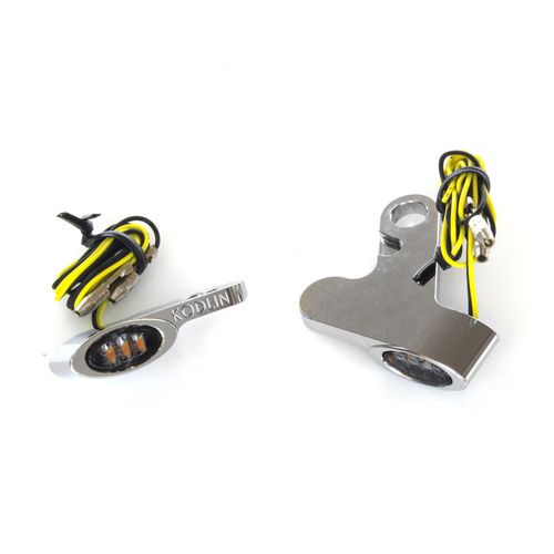 Kodlin KM-K68486 Elypse Under Perch Turn Signals Chrome for Softail 15-Up/Touring 09-Up Models w/Cable Clutch