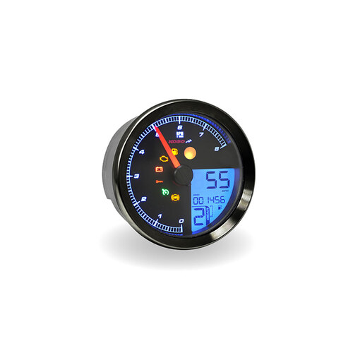 Koso KOS-BA051231 3-3/8" Round Speedometer w/Tachometer Black for Softail 11-17/Fat Bob 18-Up/Sportster 14-21/Dyna 12-17 Models