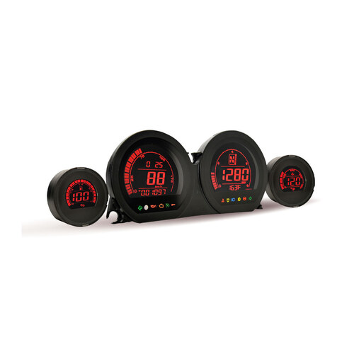 Koso KOS-BA064900 Speedometer & Tachometer 4 Gauge Kit Blue/Red for Touring 14-20 w/Fairing