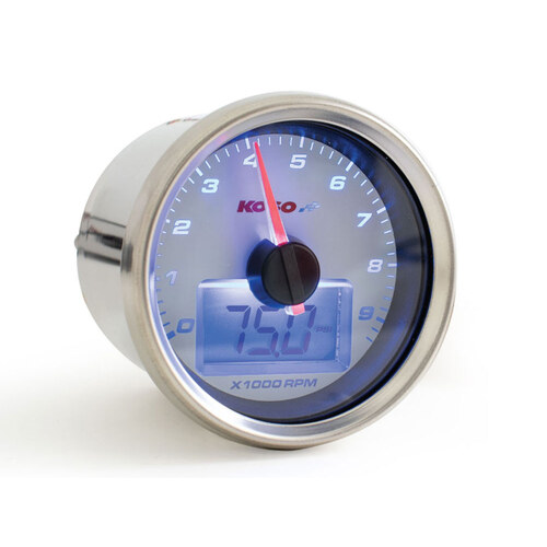 Koso KOS-BB551B20 2-3/8" Digital Tachometer Silver