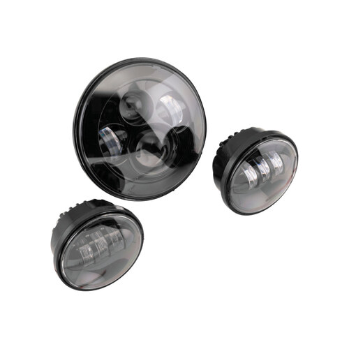 Letric Lighting Co LLC-LHK-7B 7" Headlight & 4-1/2" Passing Lamps Insert Bundle Black for H-D w/7" Headlights & 4-1/2" Passing Lamps