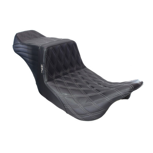 LePera Seats LP-LK-587DD-GMGREY TailWhip Dual Seat w/Gun Metal Grey Double Diamond Stitch for Touring 08-23