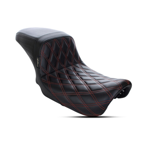 LePera Seats LP-LK-591DDR Kickflip Dual Seat w/Red Double Diamond Stitch for Dyna 06-17