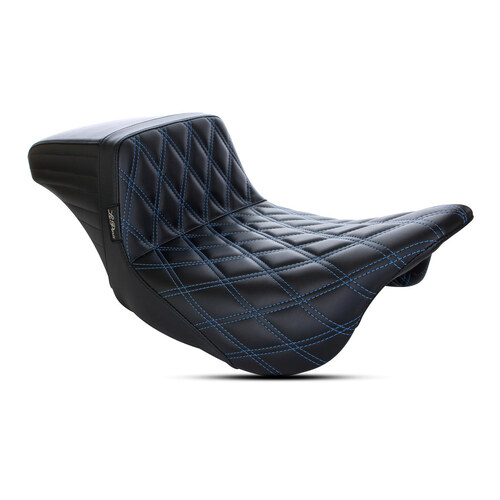 LePera Seats LP-LK-597DDB Kickflip Dual Seat w/Blue Double Diamond Stitch for Touring 08-23