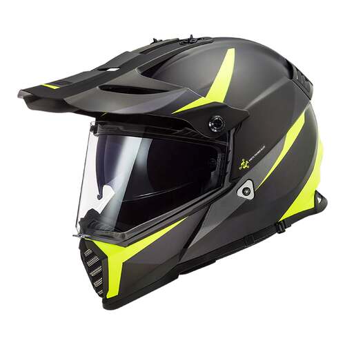 LS2 MX436 Pioneer Evo Router Matte Black/Hi-Vis Yellow Helmet [Size:SM]