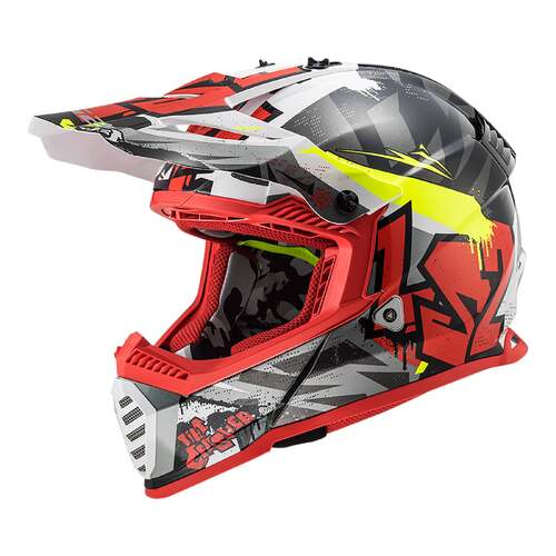 LS2 MX437J Fast Evo II Mini Crusher Black/Grey/Red Youth Helmet [Size:MD]