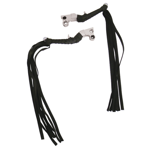  Ironbraid  BLACK BRAIDED LEVERS W/FRINGE FITS ALL 1982/1995 MODELS TRIGGER STYLE LEVERS 001-B/F