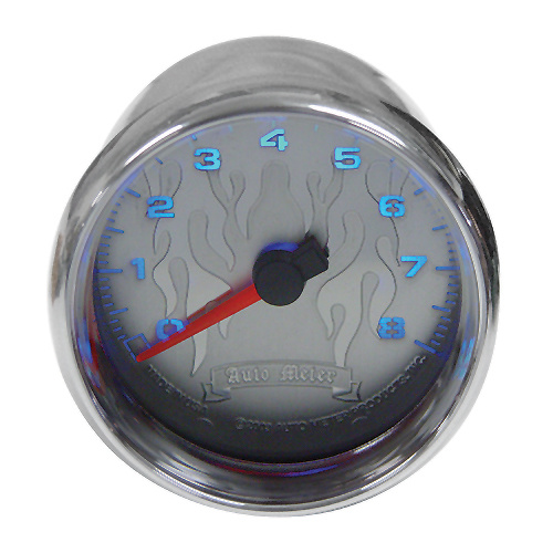 TACHOMETER8000 RPM AUTOMETER CUS A PPCHROME FLAME DIALCP BEZEL/CUP1