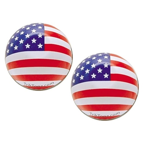 Trik Tops 53217 Custom Valve Stem Cap Pair American Flag Full Colour