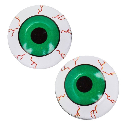 Trik Tops 53220 Custom Valve Stem Cap Pair Eyeball Green