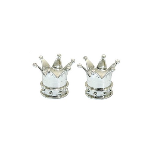 Trik Tops 53223 Custom Valve Stem Cap Pair Crown Chrome