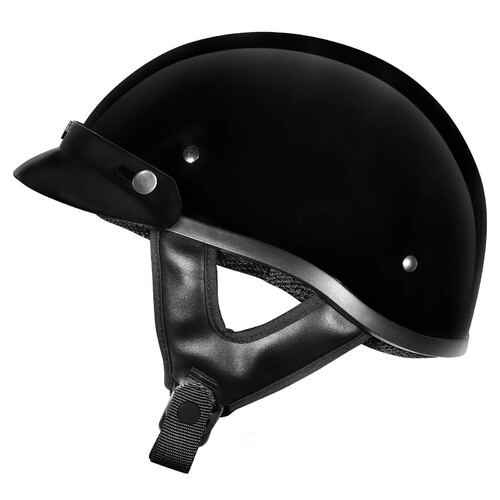 M2R Rebel Shorty Solid Gloss Black Helmet w/Studs [Size:SM]