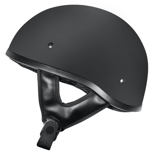 M2R Rebel Shorty Solid Matte Black Helmet w/No Studs [Size:MD]