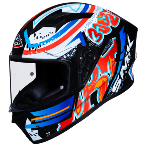 SMK Stellar Graffiti Black/Red/Orange GL237 Helmet [Size:XS]