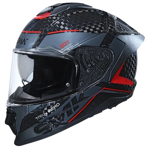 SMK Titan Carbon Nero Black/Grey/Red GL263 Helmet [Size:XS]