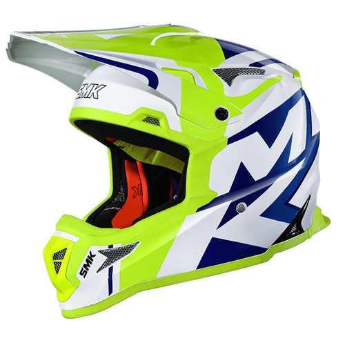 SMK Allterra X-Power White/Blue/Yellow GL154 Helmet [Size:XS]