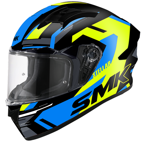 SMK Stellar K-Power Black/Yellow/Blue GL245 Helmet [Size:XS]