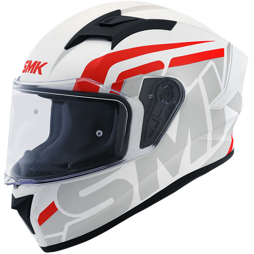 SMK Stellar Stage Matte White/Grey/Red MA163 Helmet [Size:XS]