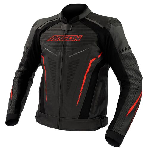 Argon Descent Black/Red Perforated Leather Jacket [Size:50]