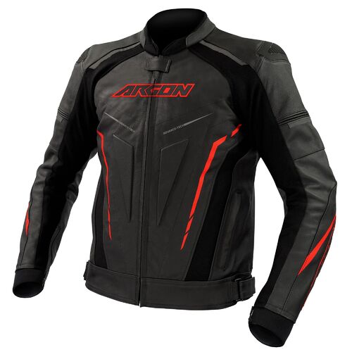 Argon Descent Black/Red Non-Perforated Leather Jacket [Size:50]