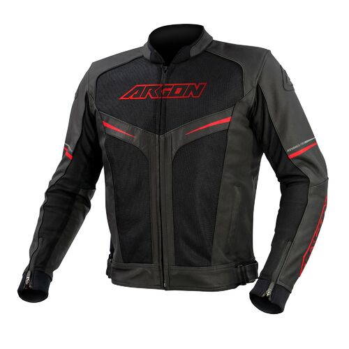 Argon Fusion Black/Red Leather Jacket [Size:50]