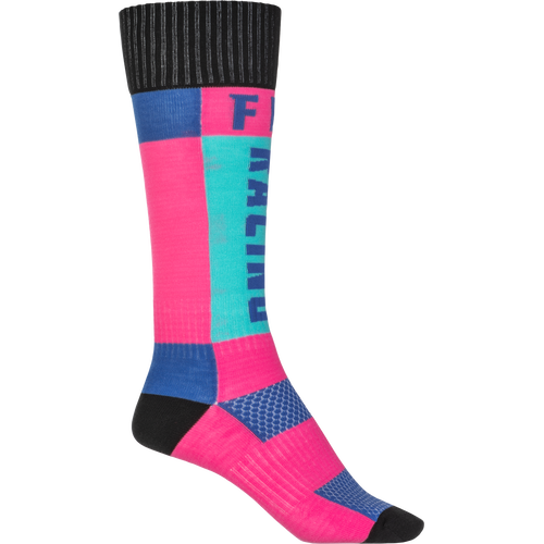 FLY 2023 MX Pink/Blue Youth Thick Socks