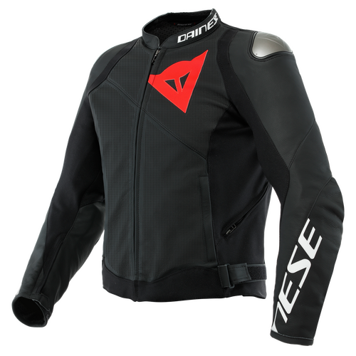 Dainese Sportiva Matte Black/Matte Black/Matte Black Perforated Leather Jacket [Size:62]