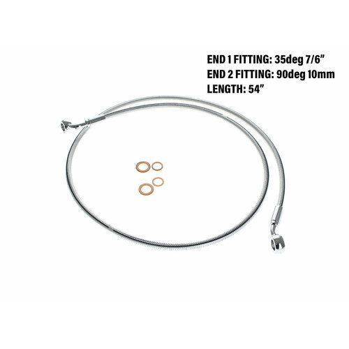 Magnum Shielding MS-36154SW Sterling Chromite 54" E-Z Align Front Brake Line w/7/16" x 35 Degree Banjo