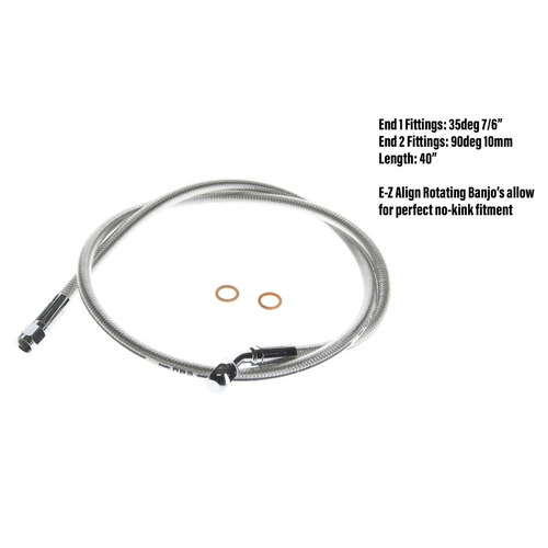 Magnum Shielding MS-36442SW Sterling Chromite 42" E-Z Align Front Brake Line w/7/16" x 180 Degree Banjo