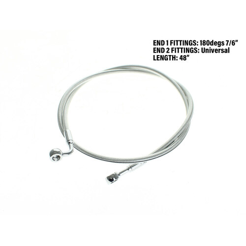 Magnum Shielding MS-36448SW Sterling Chromite 48" E-Z Align Front Brake Line w/7/16" x 180 Degree Banjo