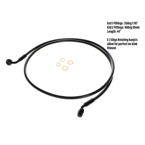 Magnum Shielding MS-46144SW Black Pearl 44" E-Z Align Front Brake Line w/7/16" x 35 Degree Banjo