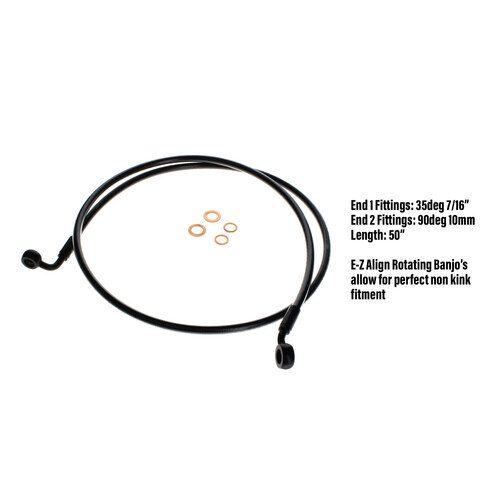 Magnum Shielding MS-46150SW Black Pearl 50" E-Z Align Front Brake Line w/7/16" x 35 Degree Banjo