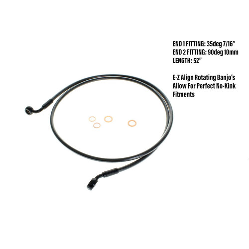 Magnum Shielding MS-46152SW Black Pearl 52" E-Z Align Front Brake Line w/7/16" x 35 Degree Banjo