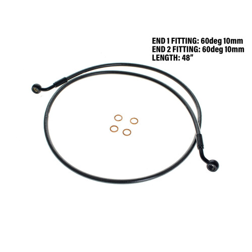 Magnum Shielding MS-46648SW Black Pearl 48" E-Z Align Front Brake Line w/10mm x 60 Degree Banjo for Sportster 04-13