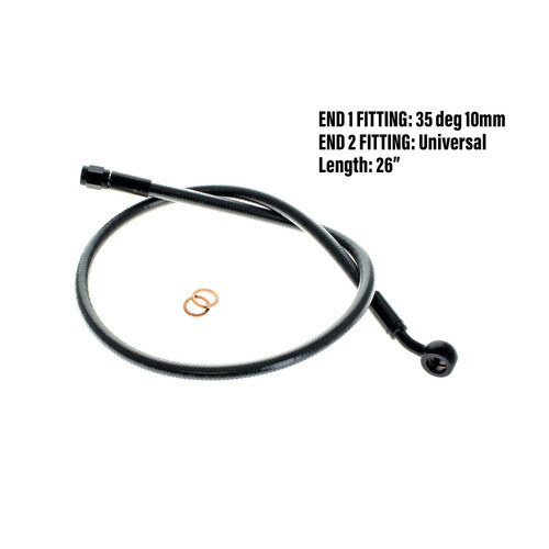 Magnum Shielding MS-AS47126 Black Pearl 26" Upper Front Brake Line w/10mm x 35 Degree Banjo