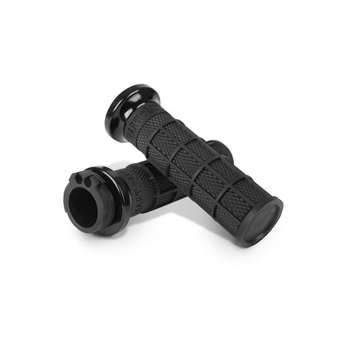 Odi ODI-V31HCW-BB-B Hart-Luck Full Waffle Lock-On Handgrips Black for H-D w/Throttle Cable