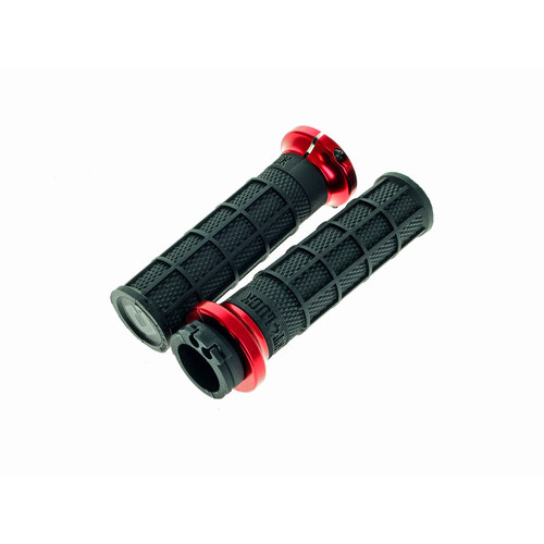 Odi ODI-V31HCW-BB-R Hart-Luck Full Waffle Lock-On Handgrips Red for H-D w/Throttle Cable