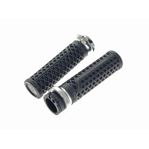 Odi ODI-V31HCW-BB-S Hart-Luck Full Waffle Lock-On Handgrips Silver for H-D w/Throttle Cable