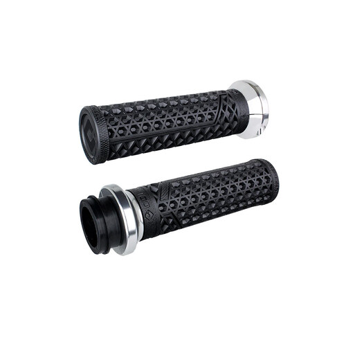 Odi ODI-V31VHCWB-S Vans Signature Lock-On Handgrips Black/Silver for H-D w/Throttle Cable