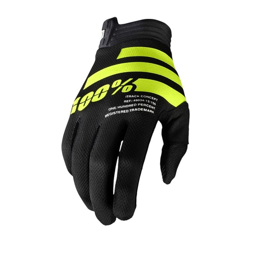 100% iTrack Black/Fluro Yellow Gloves [Size:SM]