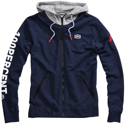 100% Hiatus Zip-Up Navy Hoodie Sweatshirt [Size:SM]