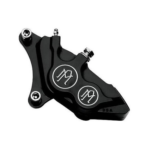 Performance Machine P00532915BM Left Hand Front 4 Piston Caliper Black Contrast Cut for many Big Twin/Sportster 84-99 w/11.5" Disc Rotor