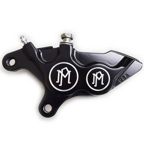 Performance Machine P00532919BM Left Hand Front 4 Piston Caliper Black Contrast Cut for Softail 00-14/Dyna 00-17/Touring/Sportster 00-07 w/11.5" Disc 