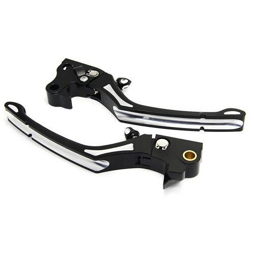 Roland Sands Designs P00624018BM Adjustable Regulator Lever Set Black Contrast Cut for Sportster 14-21