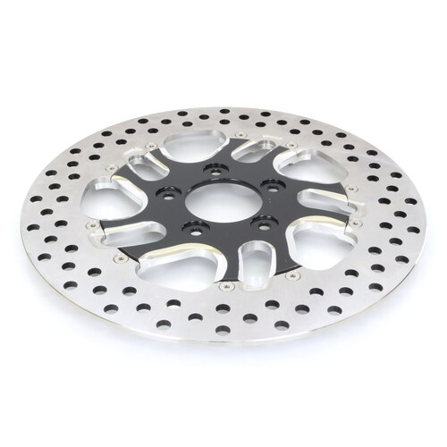 Performance Machine P01331522RVLLSBMP 11.5" Left Hand Front Rival Disc Rotor Black Contrast Cut Platinum for H-D 84-Up w/11-1/2" Disc Rotors