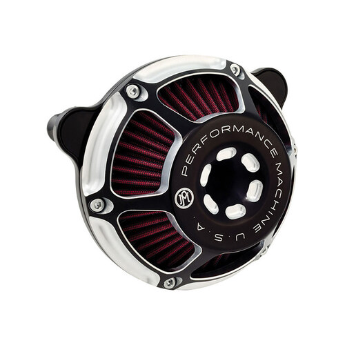 Performance Machine P02062141BM Max HP Air Cleaner Kit Black Contrast Cut for Milwaukee-Eight Touring 17-Up/Softail 18-Up